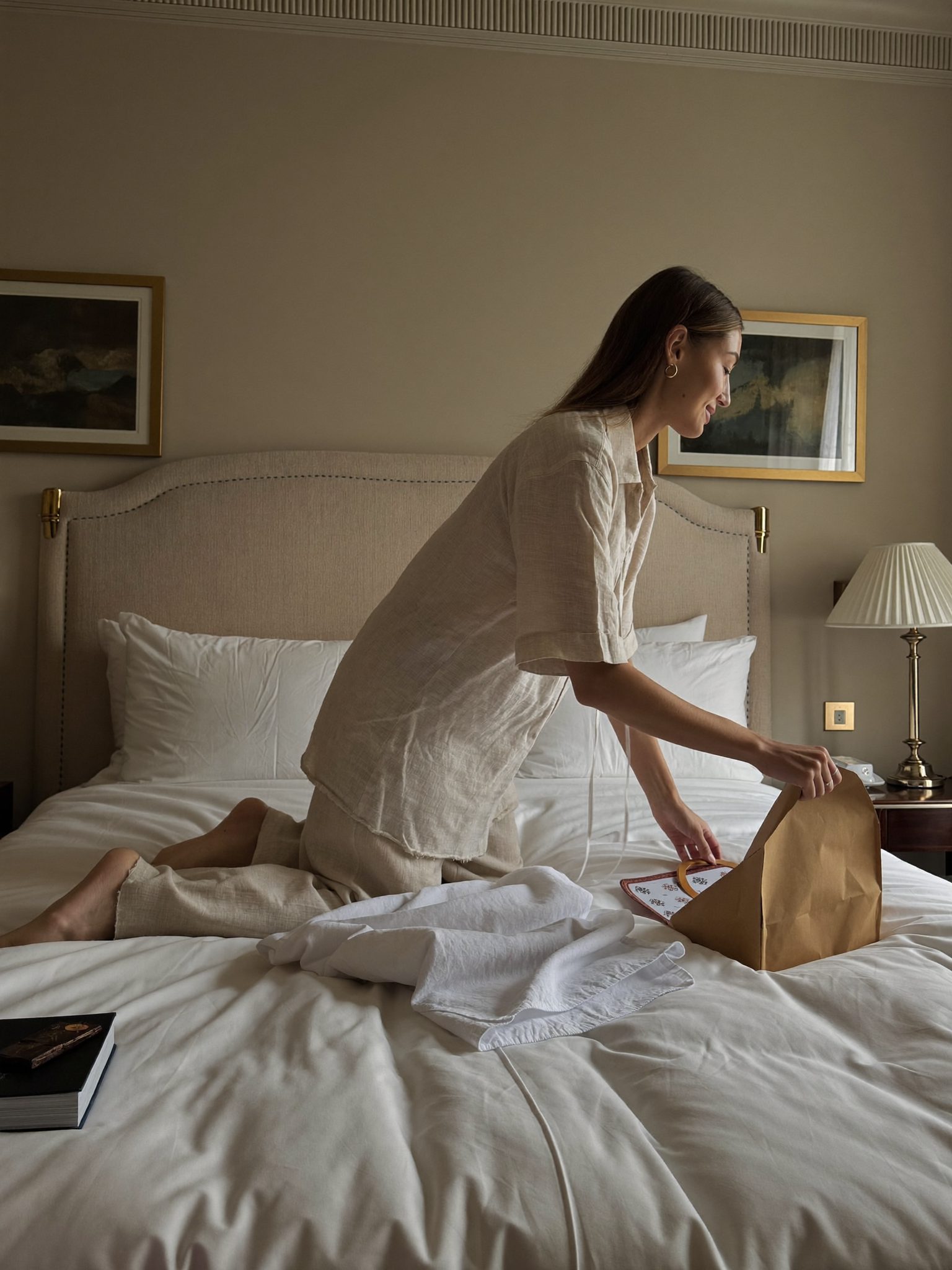 A guest preparing for a day out from their room